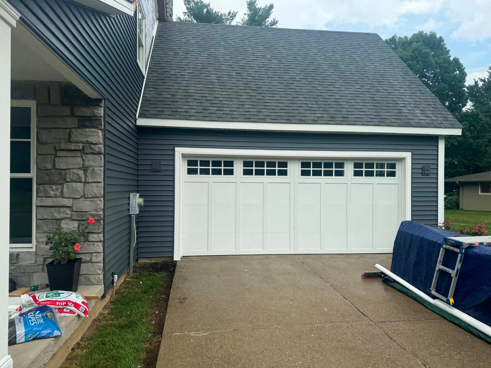 Carriage-style garage door installation